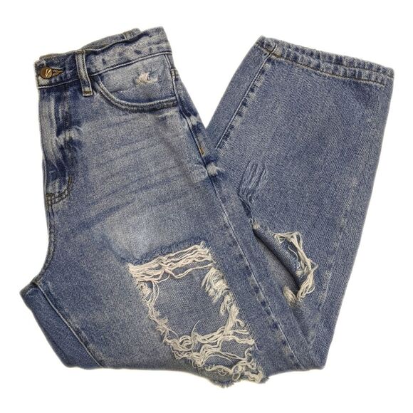 KanCan Signature high waist straight leg jeans, destroyed distressed 27 - Picture 1 of 9